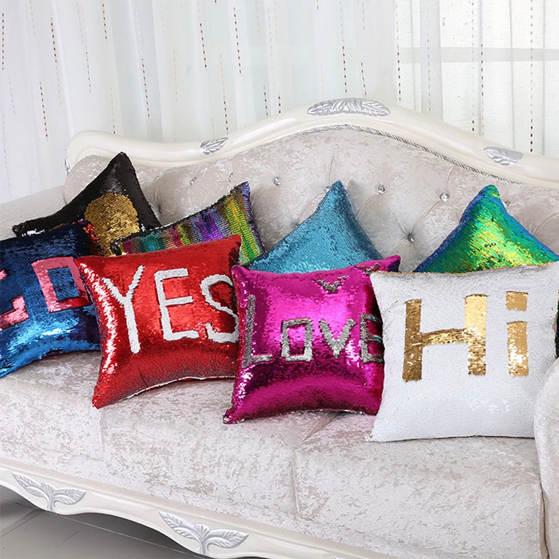 Paillettes Magiques Coussin Bricolage Couleur Salon Chambre Decoratif Ameublement Coussin Aliexpress