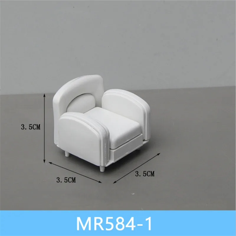 1 шт./лот масштаб 1:25 Миниатюрная пластиковая модель белый диван и кровать для строительства поезда Макет железной дороги декорации аксессуары - Цвет: MR584-1