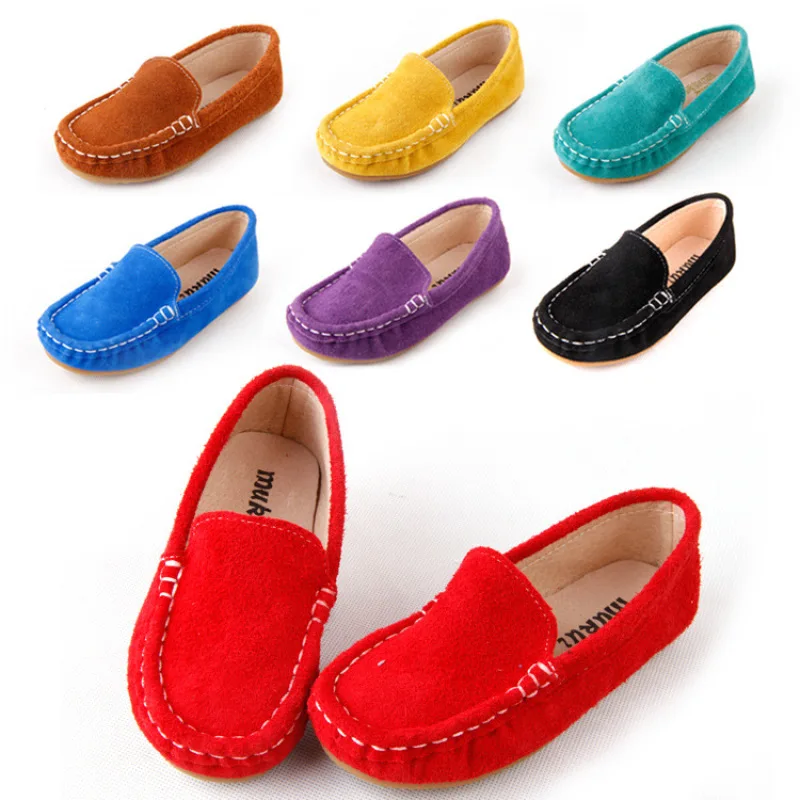 

Luxury Kids Shoes Leather Slip on Loafers Girls Flat Colorful for Boys Shoes Rubber Sole Casual European Size 20~35 for Children