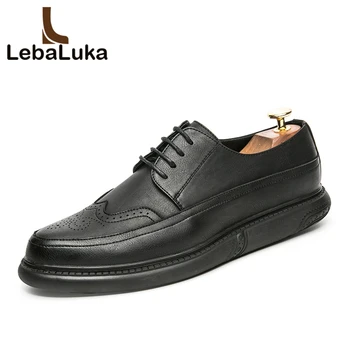 

Tuyoki Luxury Men Casual Leather Shoes Round Toe Print Elastic Band Brogue Shoes Fashion Tide Shoes Male Footwear Size 38-44