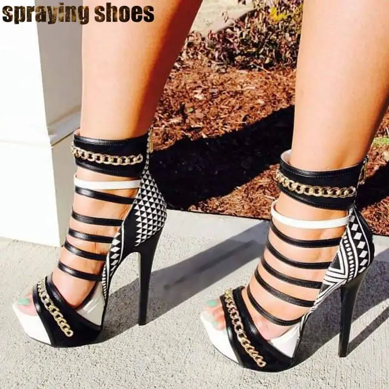

14.5CM Extreme High Heels Women Sandals Platform Shoes Multicolor Gladiator Sandals Summer Ankle Boots Sexy Ladies Shoes