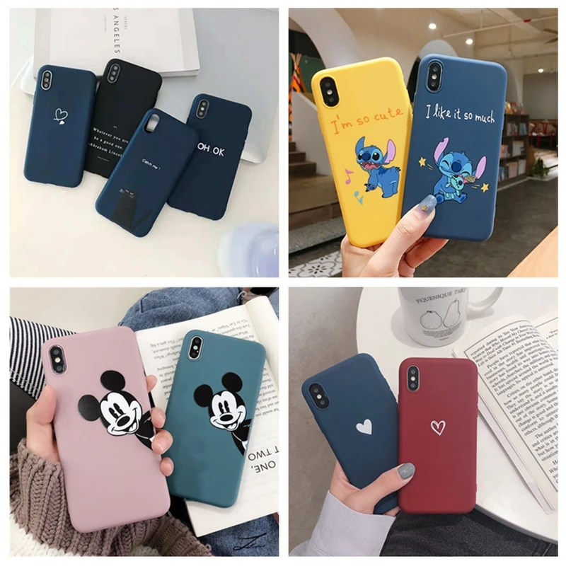 

Matte Phone Cases For iphone X XR XS XS Max Cartoon Love Heart Leopard Soft TPU Case For iphone 6 6s 7 8 plus Back Cover