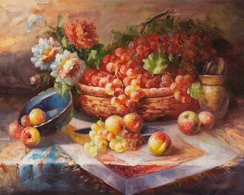 

free shipping classic grapes oil painting still life fruit flower baskets canvas printing on canvas wall art decoration picture