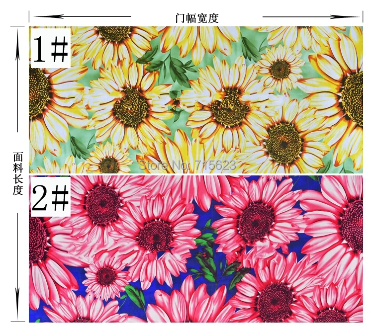 Цифровые Печатные подсолнечника шелк шифон ткань для шелковое платье
