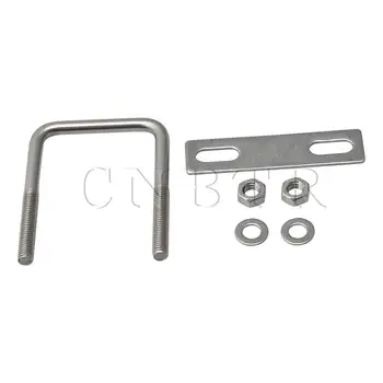 

CNBTR 8.5cm Height Silver Stainless Steel M8 Thread U Shape Bolt with Rectangle Mounting Plate Nuts and Washers for Pipe Fastern