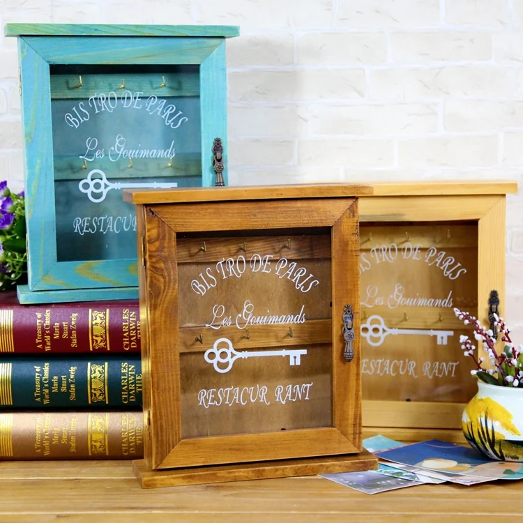 

Retro Finishing Wall Hanging Wooden Decorative Key Holder Storage Box