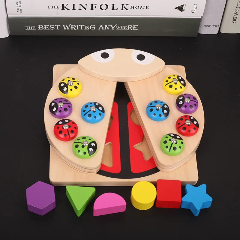  Ladybug Board Game Multicolour Shape Block Learning Table Fish Game for Children Educational Baby T