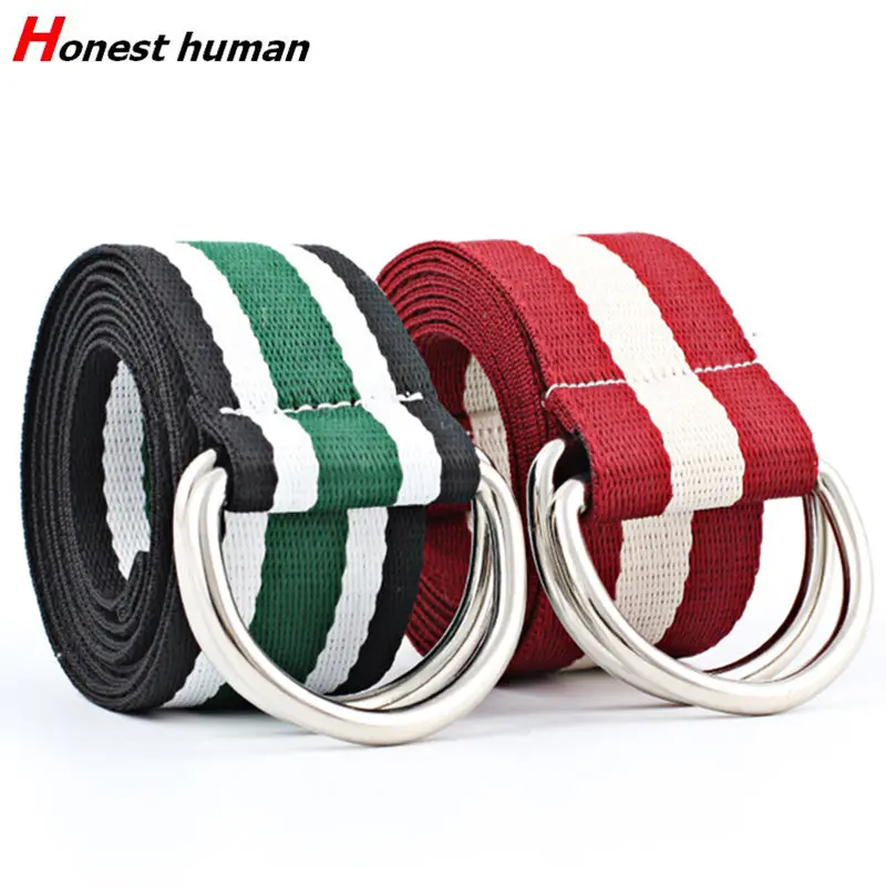 

1pcs 2019 New Double Ring Buckle Canvas Belts For Men And Woman's Jeans Belt Fashion Trendy Boy Girl Designer Summer Pants Strap