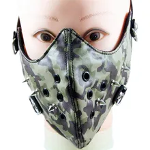 Панк маски ПУ кожа заклепки крутая Маска Камуфляж стили маскарадные маски