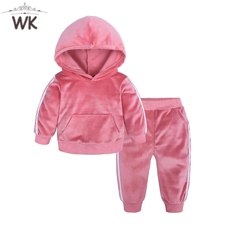 

Kids Clothes set Hooded Girls sport Set Velvet Tracksuit Children's Set Spring Autumn Trousers 2pcs Sport Suit For Boys JT-376
