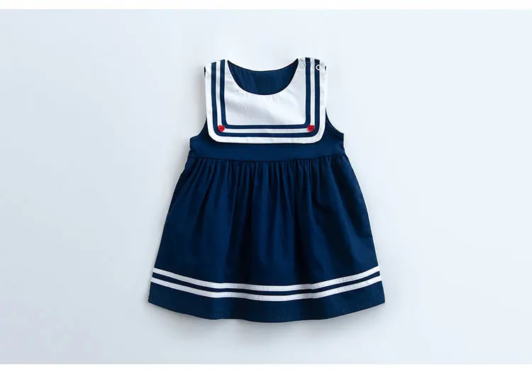 2018 New Toddler Girl Dress Child Sleeveless Dresses for Girls Kids Sailor Collar Summer Dress for school Clothing Children  (2)
