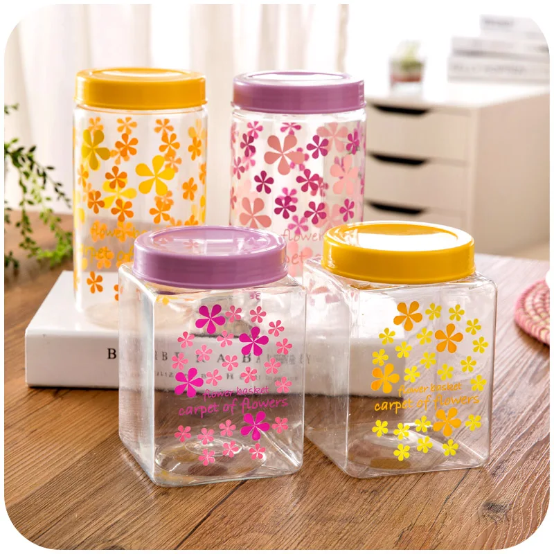 Cute Plastic Kitchen Mason Jar Lids Candy Color Print Tea Coffee Cute Plastic Kitchen Mason Jar Lids Candy Color Print Tea Coffee Sugar Storage Jars Bottle Es Box Round Square In Bottles