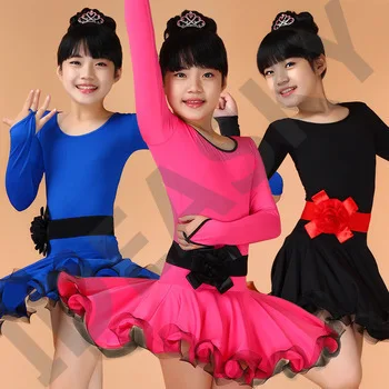child dance girl latino dancing cheap dresses kids costume ballroom latin salsa dress for children dancewear samba latina junior