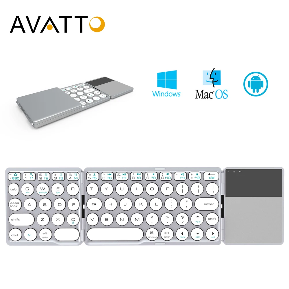 Comprar AVATTO nuevo B033 portátil Bluetooth plegable Mini teclado, plegable BT teclado táctil inalámbrico para IOS Android ventana ipad Tablet