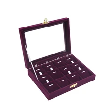 Мода 12 слотов фиолетовый цвет ювелирные изделия аксессуары коробка ожерелья и подвески дисплей коробка кольцо в качестве подарка на свадьбу, день рождения