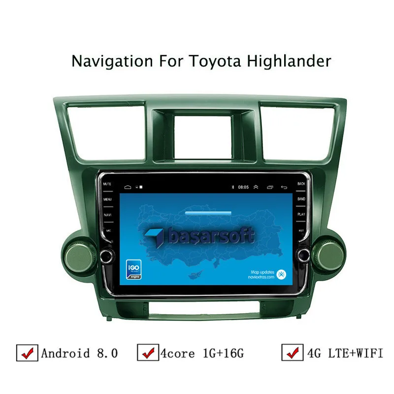 

9" Android 6.0/8.0/8.1 Car DVD GPS Navigation For Toyota Highlander 2009-2014 Car Radio Stereo Head Unit With WIFI/4G LTE WIFI