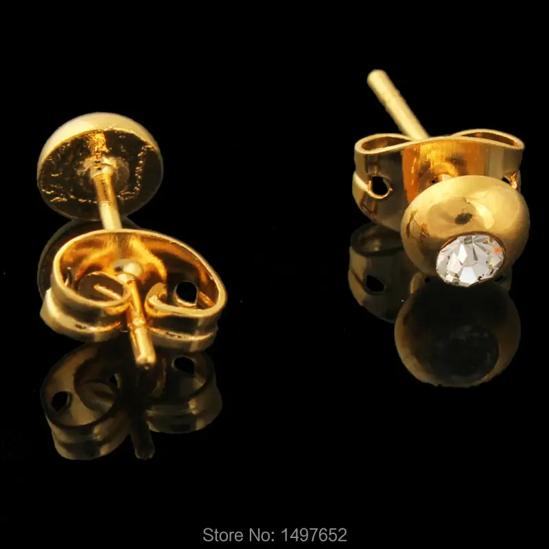 Изысканные jewelry18k золото Цвет 5 мм Жемчуг Кристаллические Серьги мини серьги-гвоздики для женщин подарок африканский дизайн