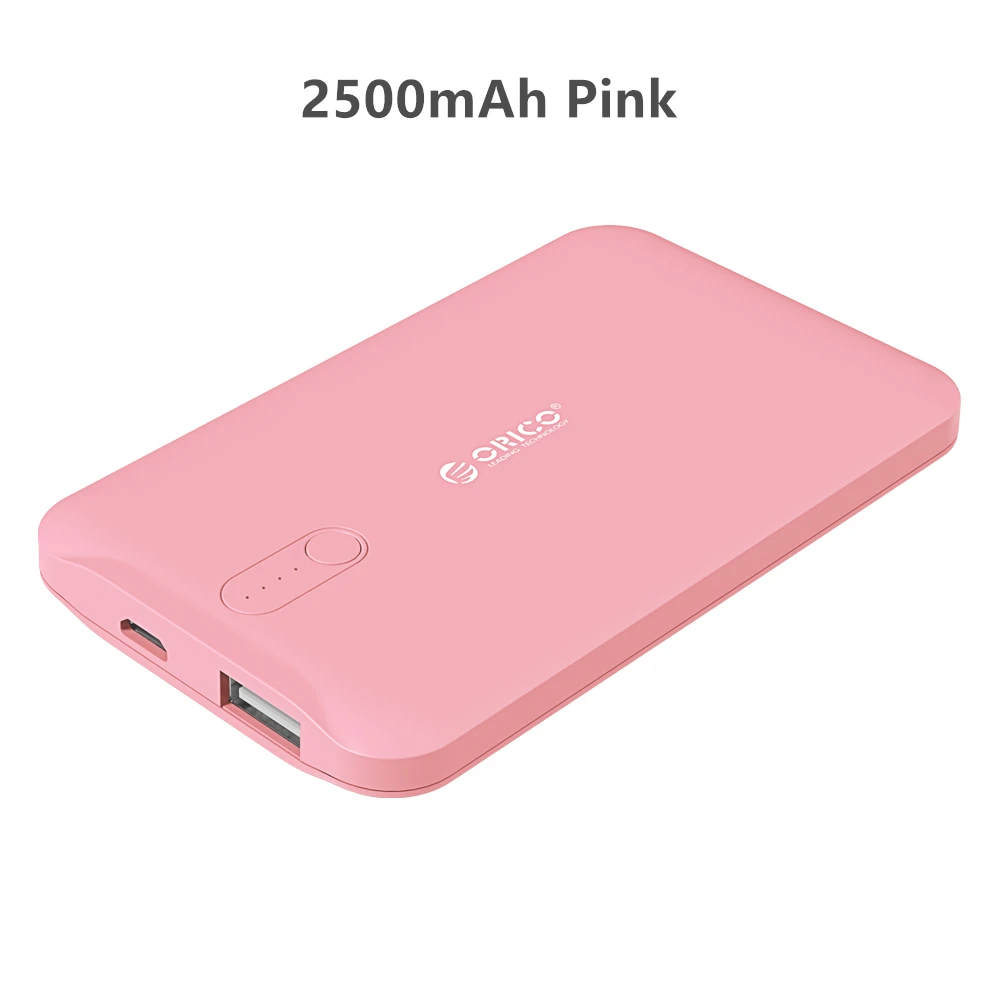 ORICO 2500 мАч портативное зарядное устройство для мобильных телефонов, зарядное устройство для смартфонов, внешняя батарея коричневого/белого/розового цвета - Цвет: Pink 2500mAh