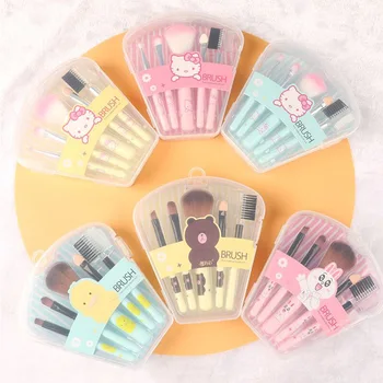 

KT 5 branches Cartoon Cosmetic brush Fan box portable Mini Brush Makeup tools