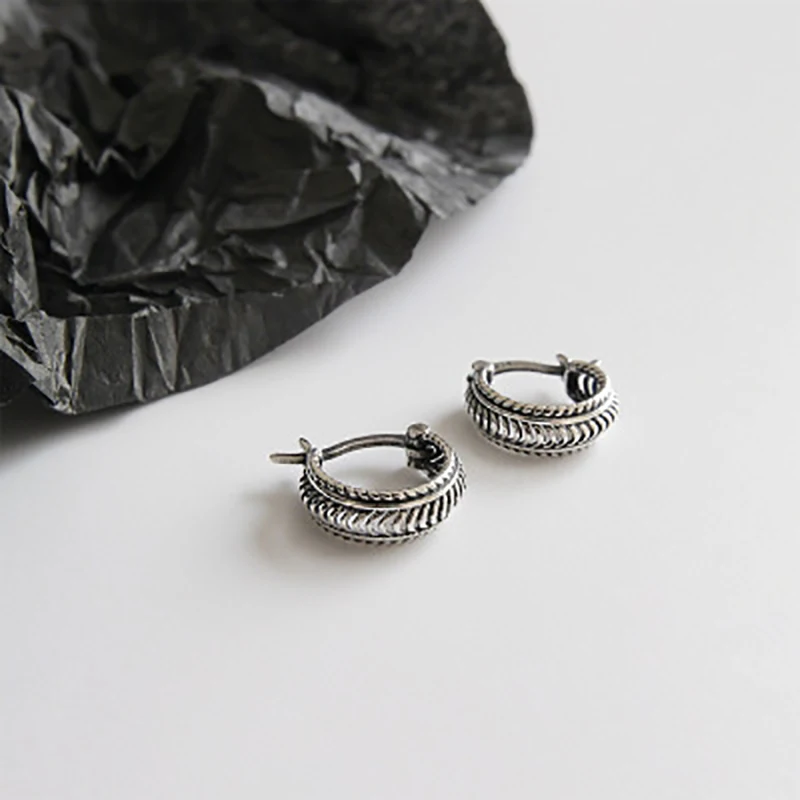 Женские серьги-кольца из стерлингового серебра 925 пробы с оплеткой, высокое качество, маленькая петля, свадебные ювелирные изделия
