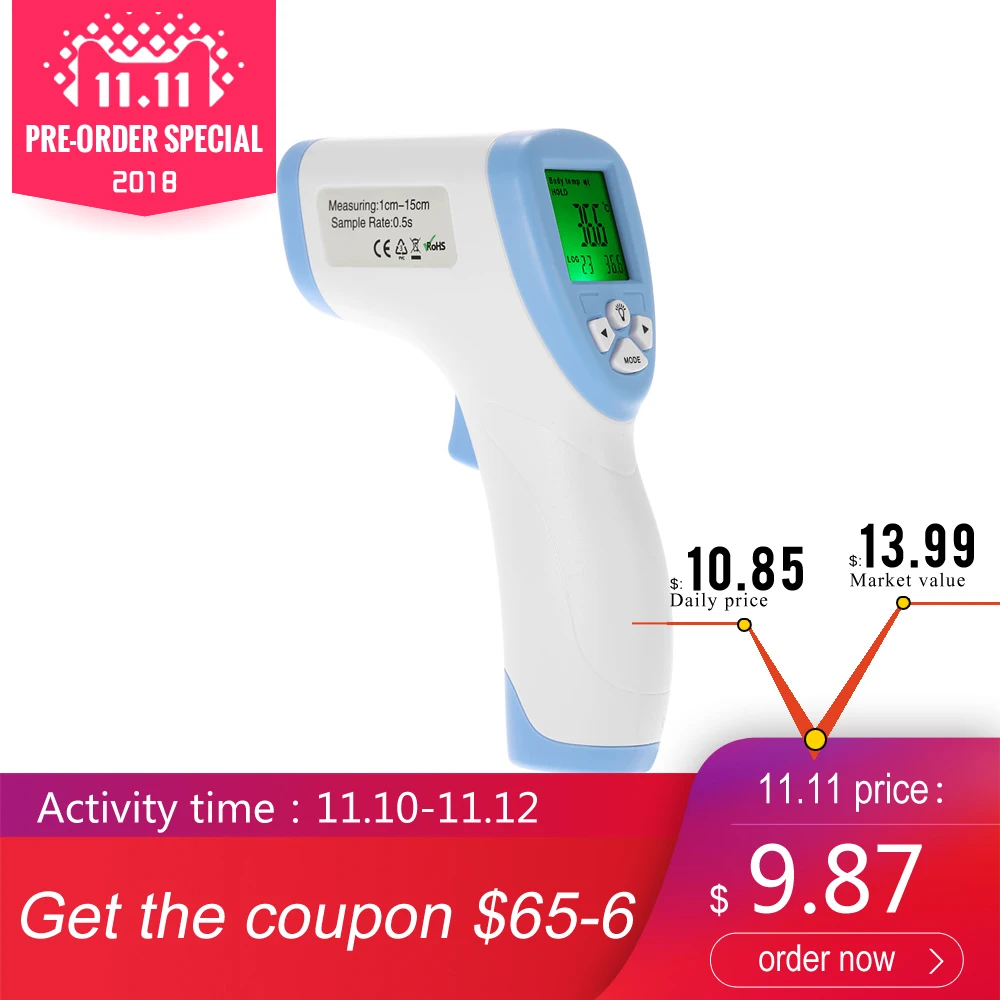 

Digital IR Thermometer Infrared Baby Adult Non-contact Forehead Body Surface Infrared Thermometer With LCD Termometro