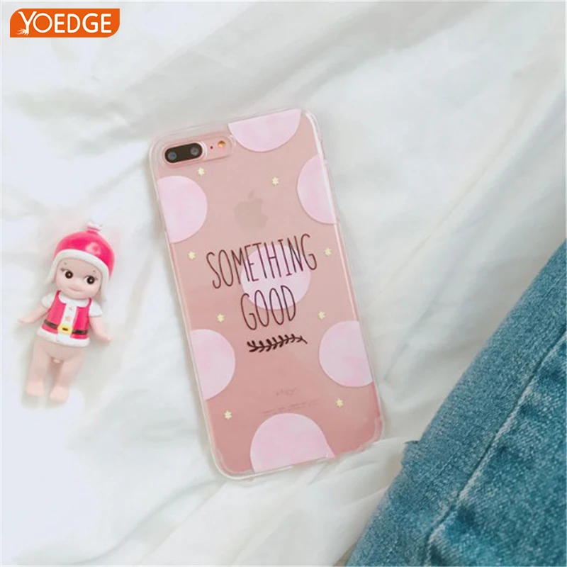 

Ultrathin Luxury Durable Fashion Pink Polka Dots Painted Phone Case for iPhone 6 6S 7 8 Plus Clear TPU Phone Case Back Cover