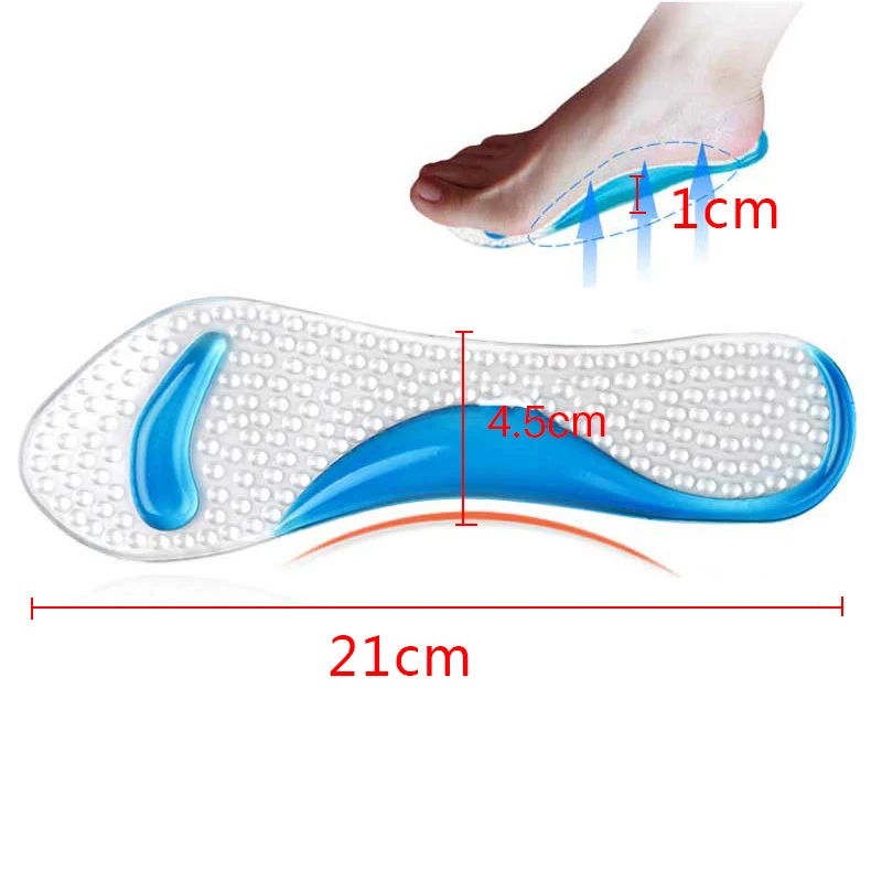 1 пара силиконовых гелевых плоскостопий ортопедические стельки педикюр Подушка стельки подкладки для поддержки свода стопы нескользящая обувь стельки массажер для ног