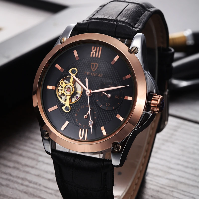 TEVISE мужские часы 8502 автоматические механические Tourbillon Роскошные наручные из