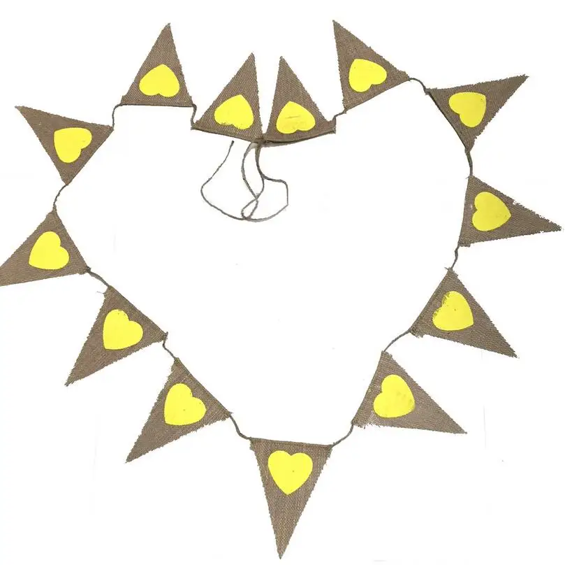 Love Heart Jute Rope Flax Triangle Banner Wedding Birthday Party