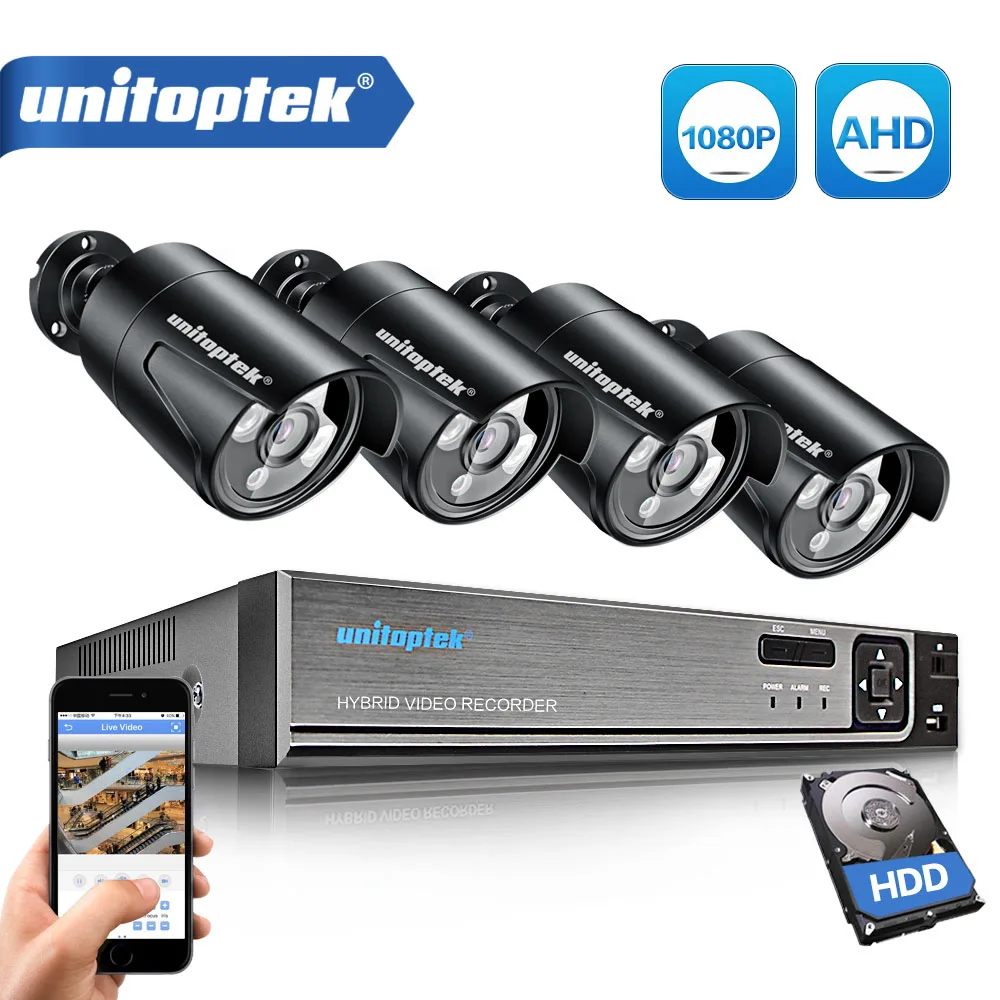 3 в 1 4CH 1080P система безопасности, AHD, DVR NVR система видеонаблюдения 2.0MP 3000TVL Водонепроницаемая наружная камера AHD-H камера видеонаблюдения - Цвет: Черный