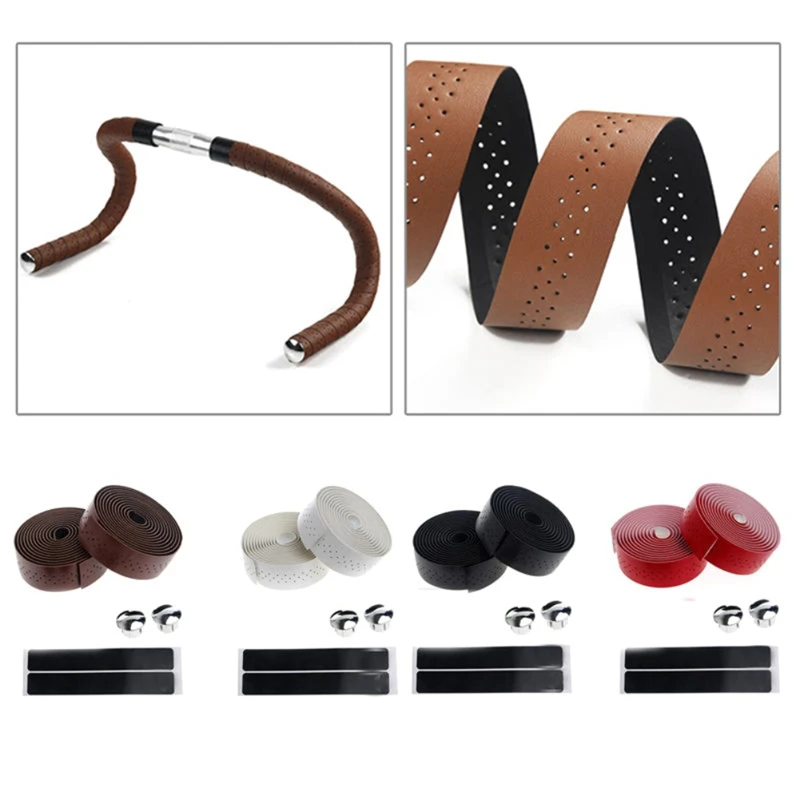 

Bike Cycling Bicycle Sports Handlebar Tape Faux Leather Wrap Bar Plug Non-slip Road Sports Bike Handle Wraps Bicycle Accessories