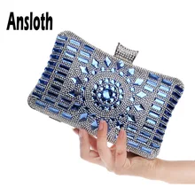 Anslot, новинка, стразы, вечерняя сумка для женщин, Кристальные вечерние клатчи, Дамская Роскошная Свадебная сумка, женские клатчи на каждый день, HPS603