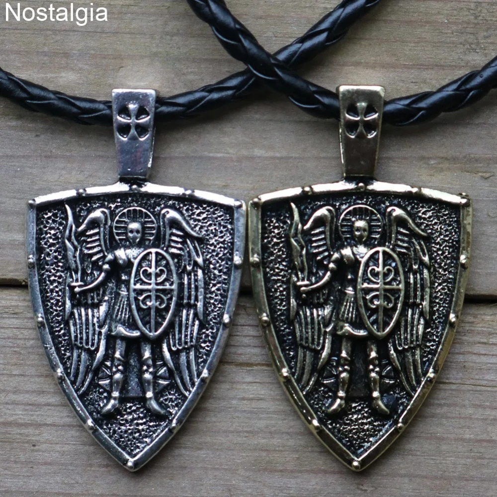 

Archangel Michael Protection Shield Russian Orthodox Cross Talismans Amulets Pendants Necklace Men 2019