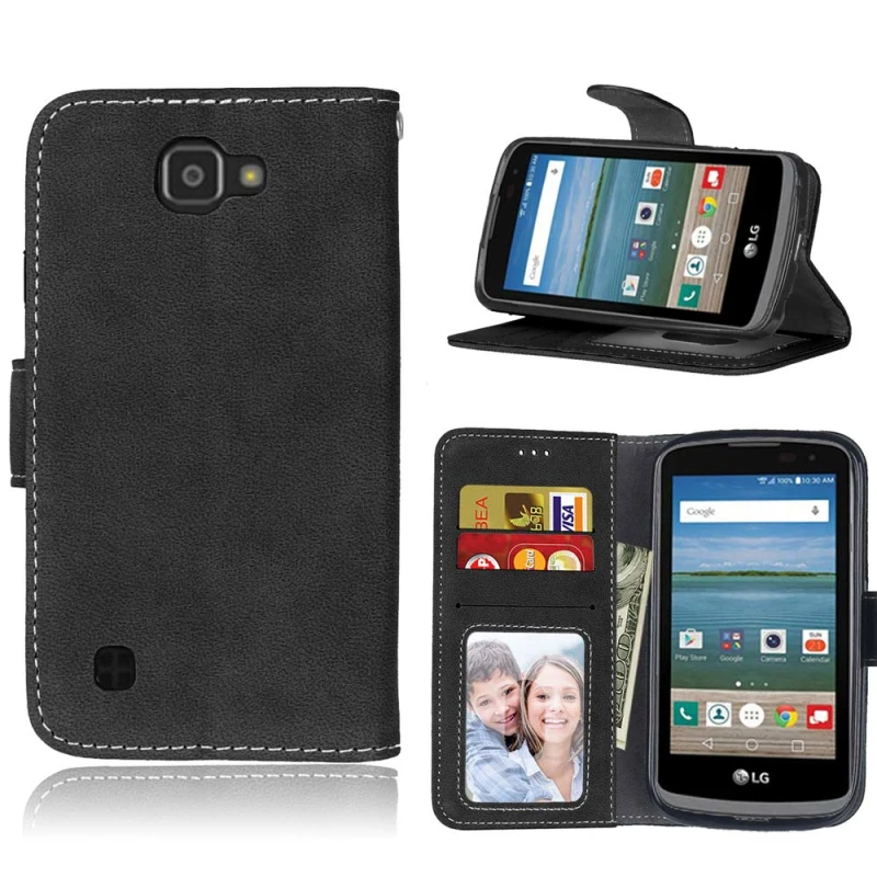 

Retro Leather Wallet Phone Case for LG Optimus Zone 3 VS425/LG Spree/LG K4 LTE LG K3 LTE K100 K100DS LS450 Stand Card Slot Cover