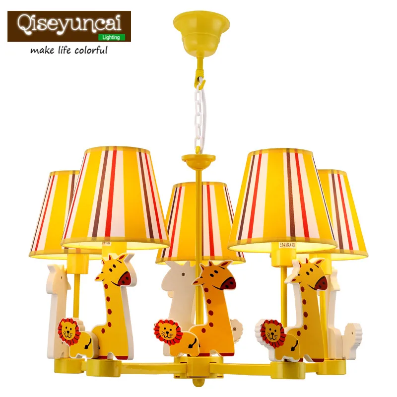 

Qiseyuncai Children rustic style cartoon bedroom led chandelier boys room creative warm cute animal lighting