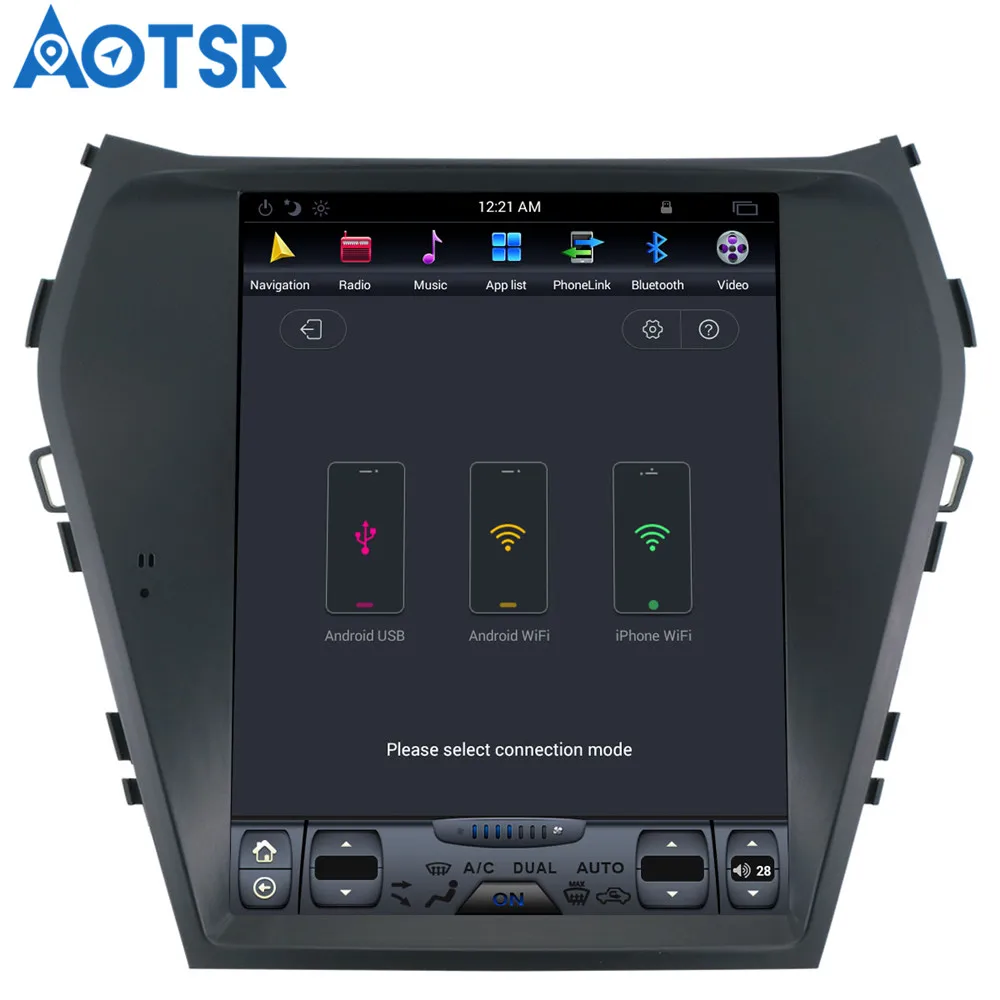 Автомобильный GPS навигатор Aotsr в стиле Tesla на Android 7 1 без DVD плеера для HYUNDAI Santa Fe IX45