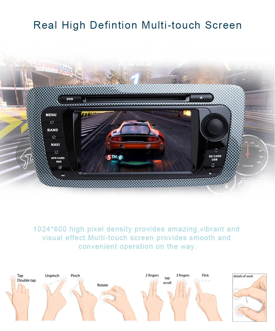 Excellent 2 Din Android 8.1 Car DVD GPS NAVIGATION For Seat/Ibiza 2009-2013 DDR3 2G RAM CANBUS Wifi Radio FM Quad Core Multimedia Player 5