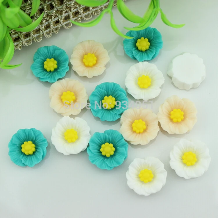Set of 100pcs Resin Artificial Flower Flatback Embellishment Chic Poppy