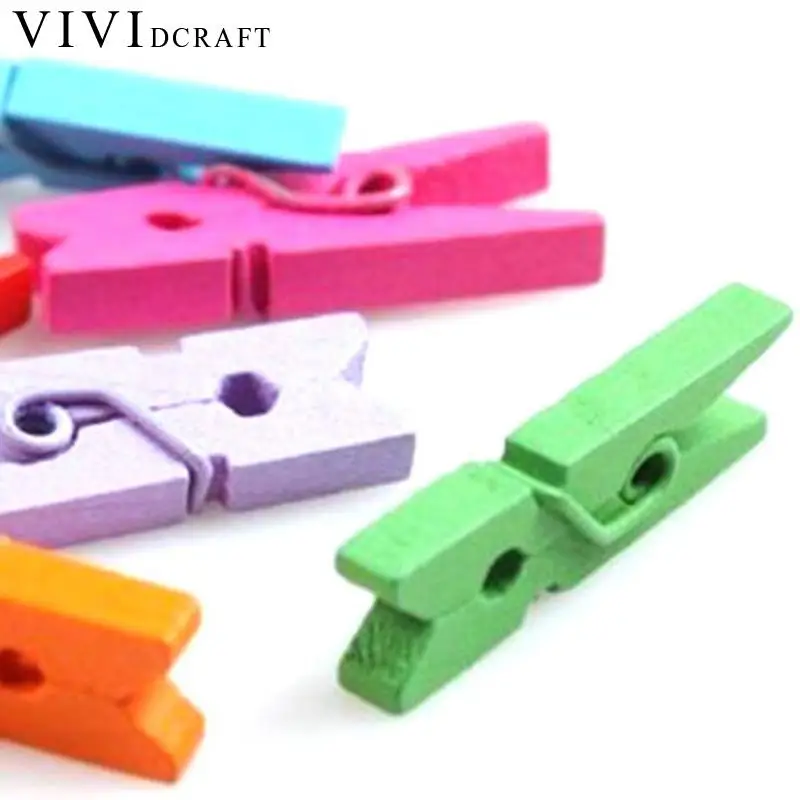

50pcs/100pcs Colorful Wooden Paper Clips Quality Mini Color Wooden Clips Decorations Paper Photo Spring Clips For Message Cards