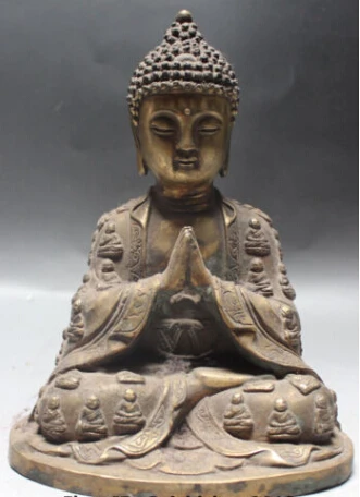 

dr061 10" Tibet Buddhism Bronze Gilt Shakyamuni Sakyamuni Amitabha Buddha Statue