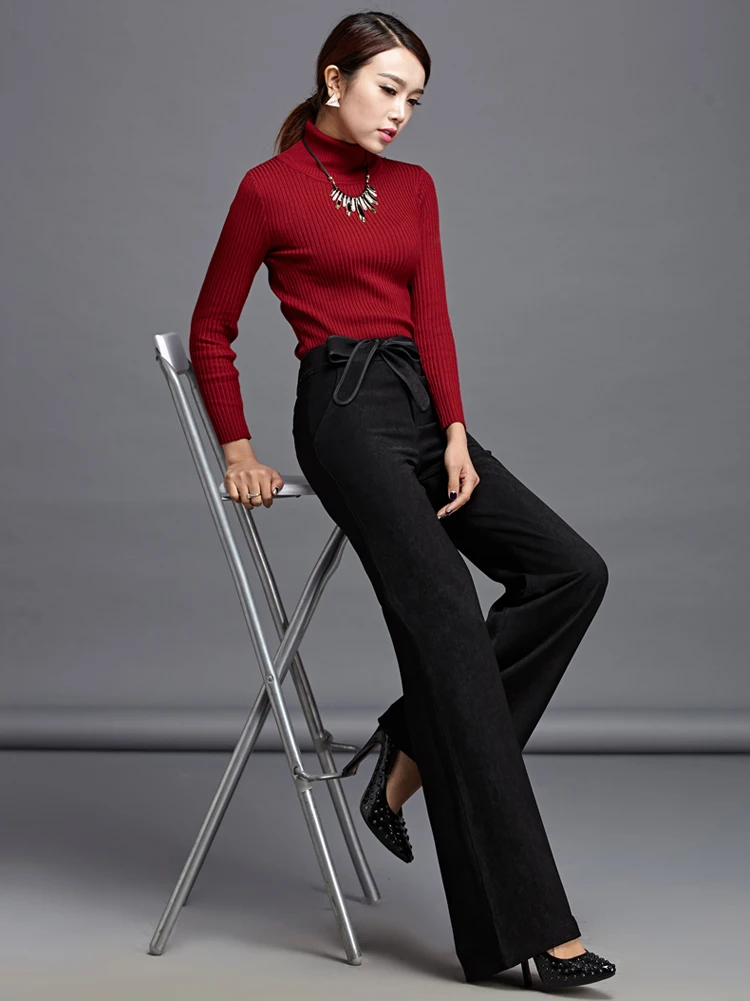Осенние брюки размера плюс с высокой талией женские новые модные весенние офисные OL расклешенные брюки рабочие брюки длинные женские брюки
