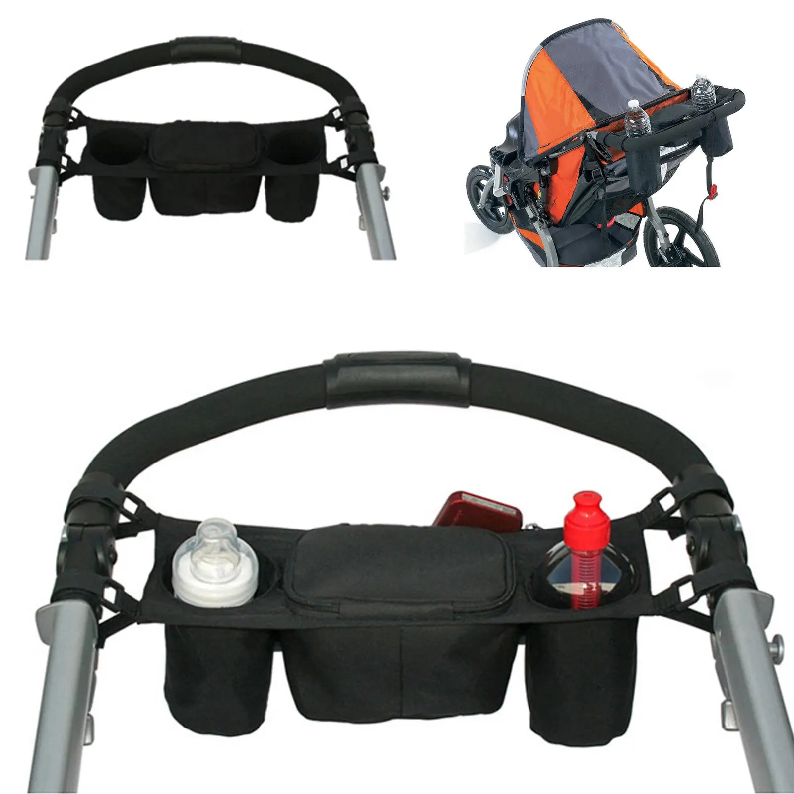 Baby infant Stroller Safe Console Organizer bag Tray Pram Hanging Cup