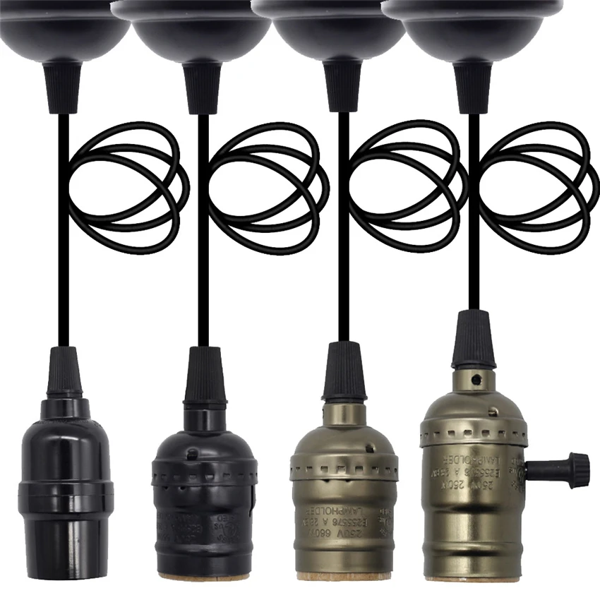 

Bronze Black Edison Antique Pendant Lights E27 Bar Restaurant Retro Loft Pendant Lamps Warehouse Head Home Line Hanging Wire