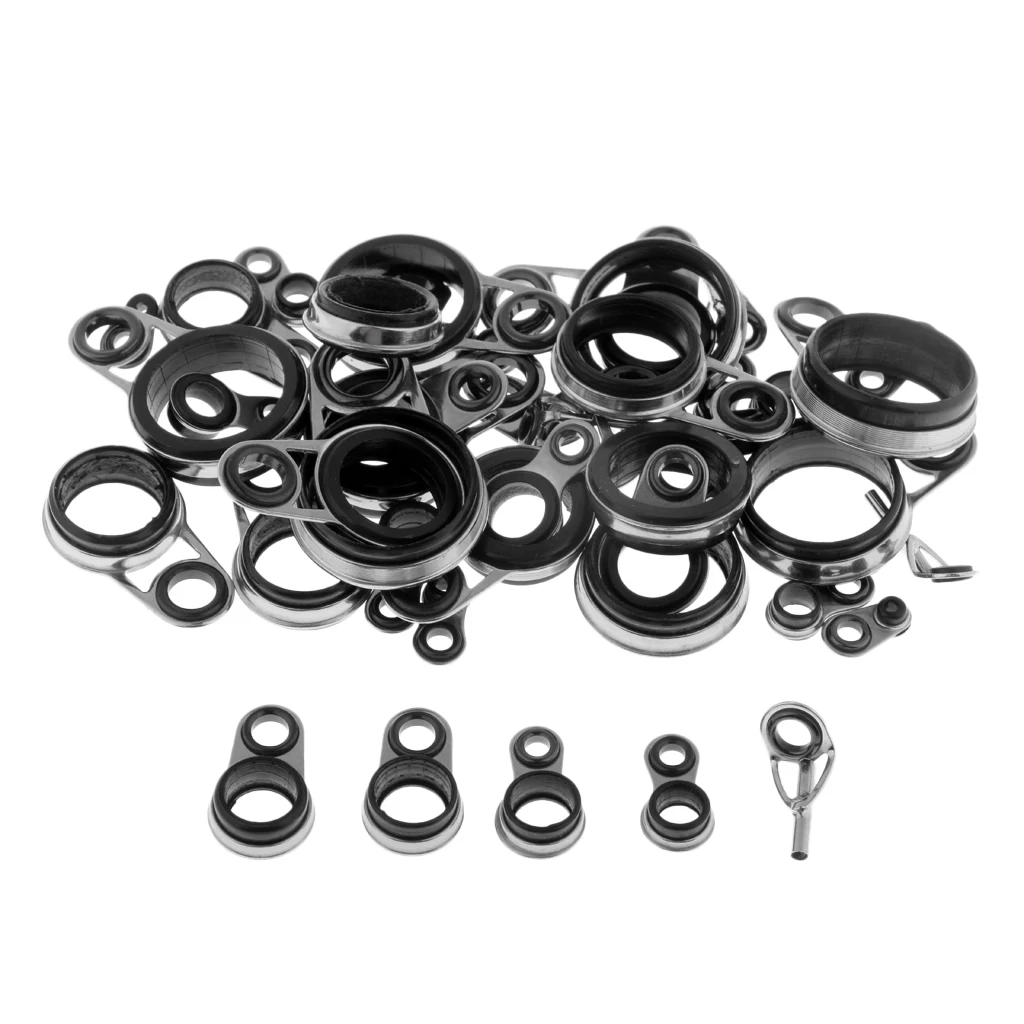 41Pcs Stainless Steel Fishing Rod Guide Ceramic Ring Top Tip Reel Care DIY  Building Ring Rod Repair Kit Fishing Accessories