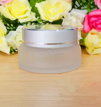 

30g Frosted Glass Cream Jar With aluminum matt Silver lid,glass bottle cosmetic container,cream jar,Cosmetic Jar 50 pieces/lot