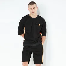 Amberheards Модный летний мужской спортивный комплект с коротким рукавом футболка+ шорты спортивная одежда комплект из двух предметов для мужчин спортивные костюмы