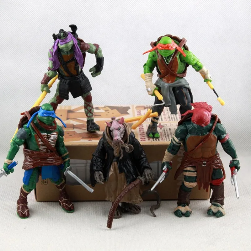 

5pcs/lot The sewer Turtles Anime action figure prefect quality figurine Splinter Michelangelo Raphael Leonardo Toys for children