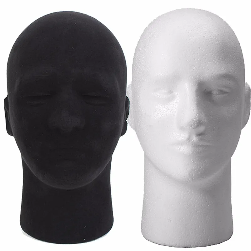 Cheaprime Male Black Styrofoam Foam Mannequins Manikin Head Model Dummy Wig Glasses Display