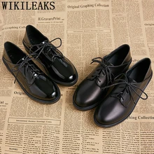 Кожаная обувь; Женская удобная обувь в Корейском стиле; женская обувь на толстой подошве; zapatos oxford mujer dames schoenen vrouw mocassim feminino