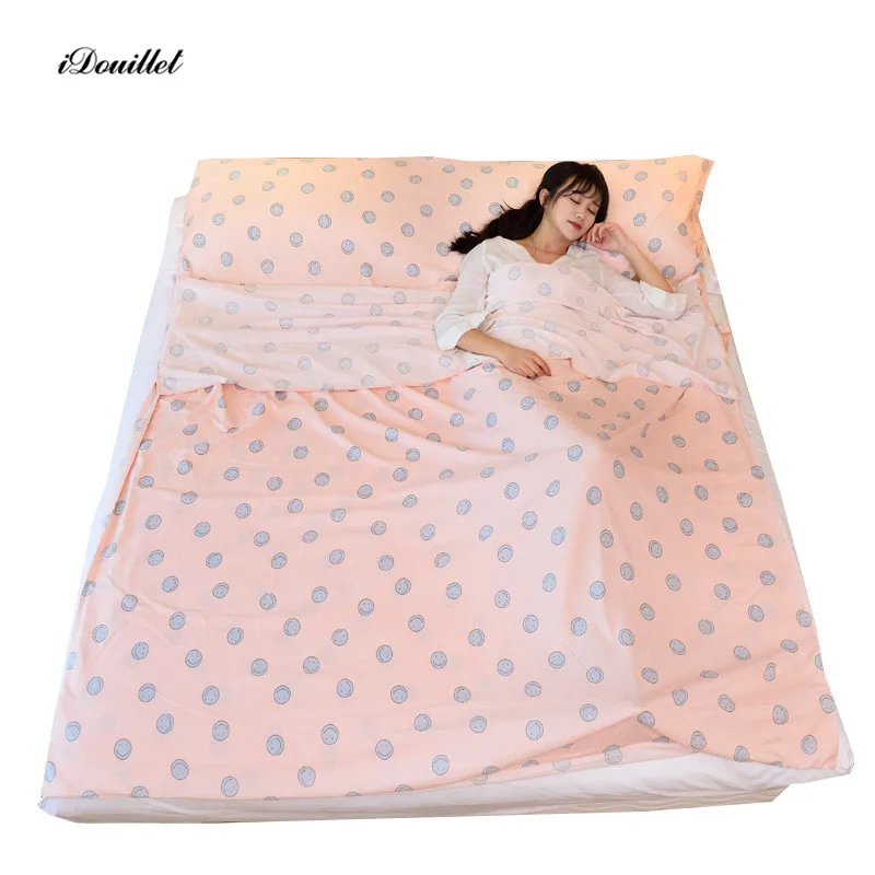 iDouillet Emoji Smile Printed Sleeping Bag Liner Adult Travel Camping